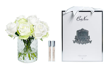 HCF12 Herringbone Flower - Clear - Green & White Roses - HCF12 (Carton of 2)